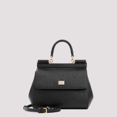 Dolce & Gabbana Black Handbag With Adjustable And Removable Shoulder Strap And Logo Plaque On The Front In Grained L