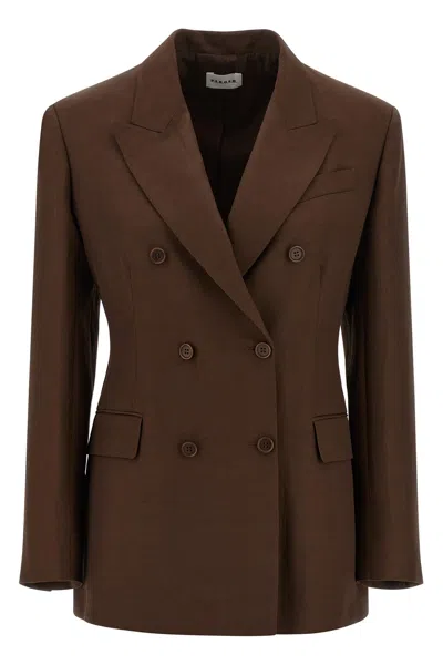 P.a.r.o.s.h Double Breasted Blazer Structured Shoulders In Burgundy