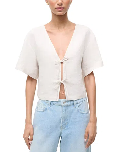 Staud Ava Linen Top In Natural In White