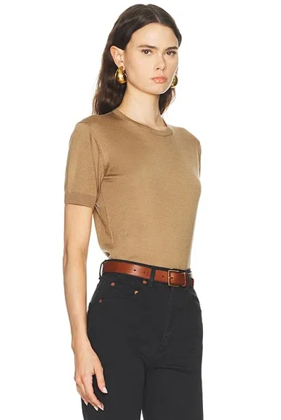 Saint Laurent Short Sleeve Pullover Sweater In Brown