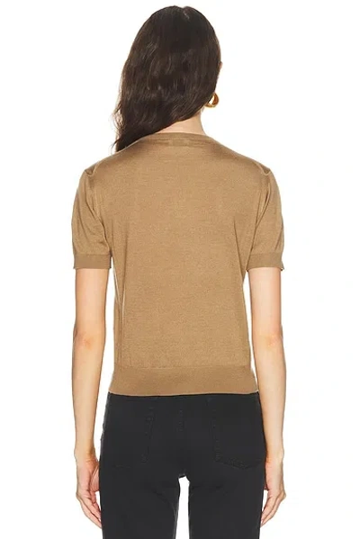 Saint Laurent Short Sleeve Pullover Sweater In Brown