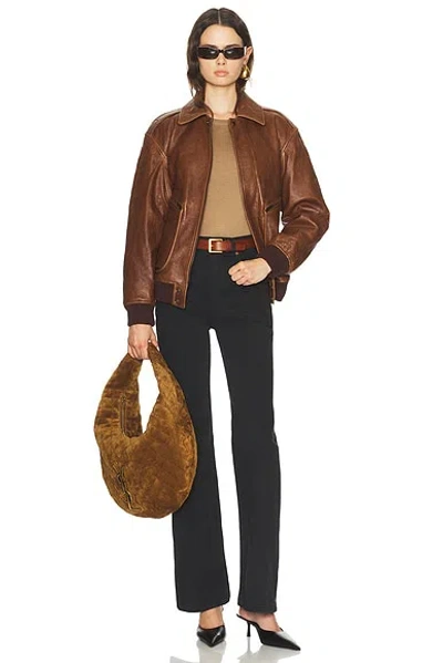 Saint Laurent Short Sleeve Pullover Sweater In Brown