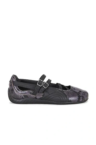 Puma Cool Dark Grey Speedcat Snake Print Ballet Flats-like Sneakers In Black