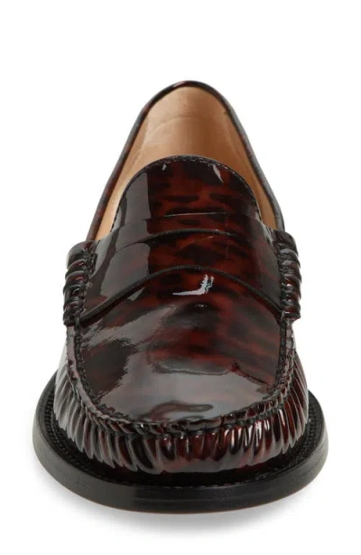 Stuart Weitzman Lottie Patent Leather Loafers In Brown
