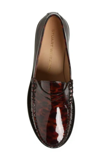 Stuart Weitzman Lottie Patent Leather Loafers In Brown