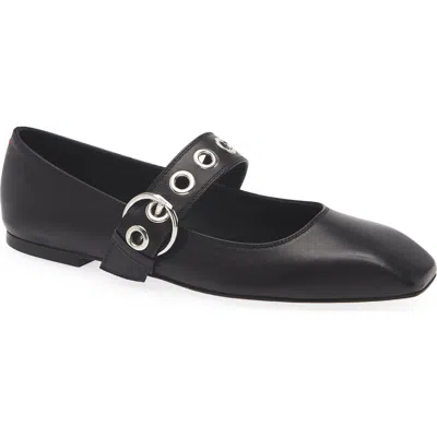 Aeyde Uma Eyelet-embellished Leather Mary Jane Ballet Flats In Black