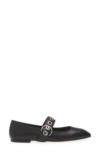 Aeyde Uma Eyelet-embellished Leather Mary Jane Ballet Flats In Black
