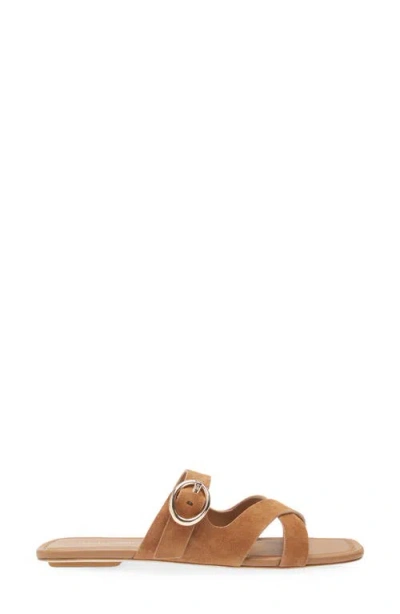 Stuart Weitzman Villa Suede Slide Sandals In Brown