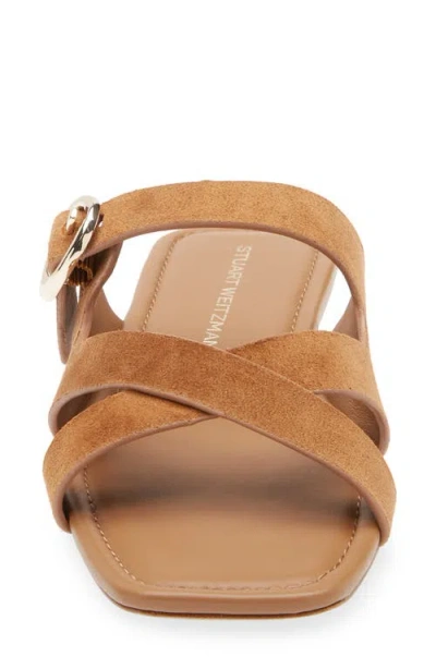 Stuart Weitzman Villa Suede Slide Sandals In Brown