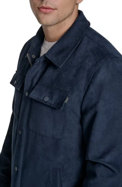 Dockers Faux Suede Shacket In Blue