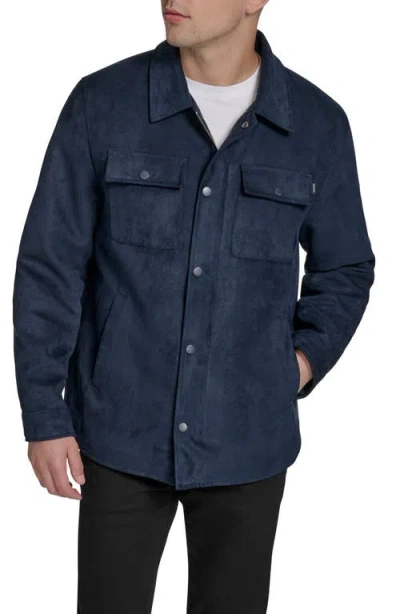 Dockers Faux Suede Shacket In Blue