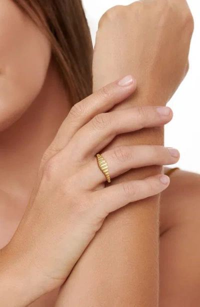 Devata Ribbed Band Ring In Gold