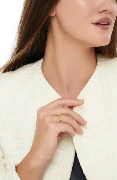 Devata Beaded Ball Textured Ring In Gold