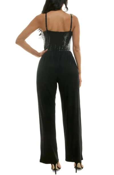 Bebe Disco Dot Jumpsuit In Black