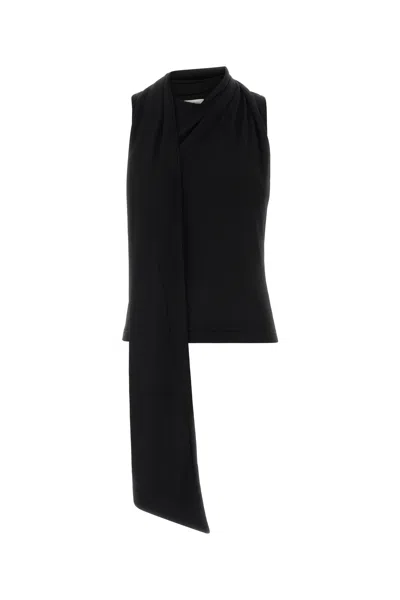 Ami Alexandre Mattiussi Sleeveless Top Asymmetric Hem Draped Detail In Black