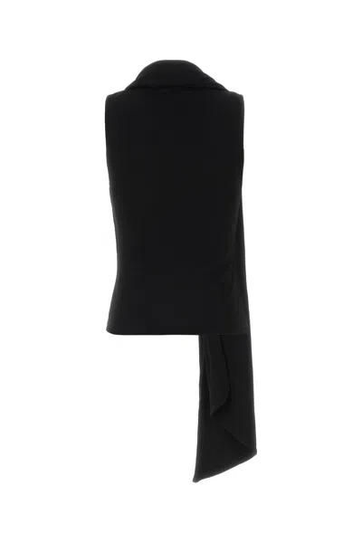 Ami Alexandre Mattiussi Sleeveless Top Asymmetric Hem Draped Detail In Black