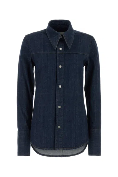 Ami Alexandre Mattiussi Women Blue Denim Full Sleeves Shirt, Xs Luxury Shirts For Women Darveys