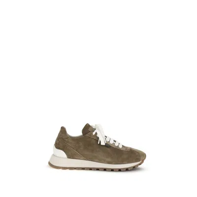 Brunello Cucinelli Suede Sneakers With Iconic Jewel Application In Multi