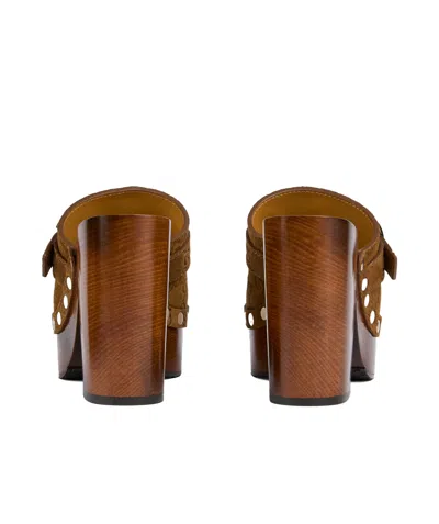 Gucci Damen-clog Mit Plateausohle Und Doppel G In Brown