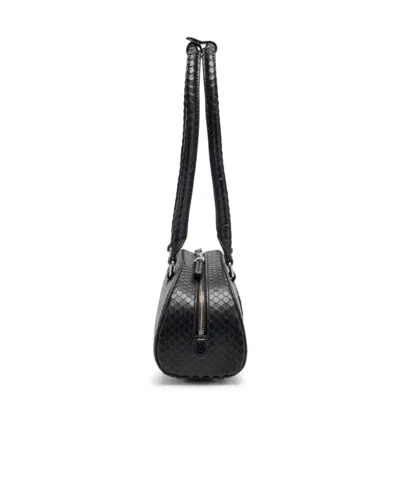 Diesel Elongated Bowling Dome Shoulder Bag In Smooth Black Leather