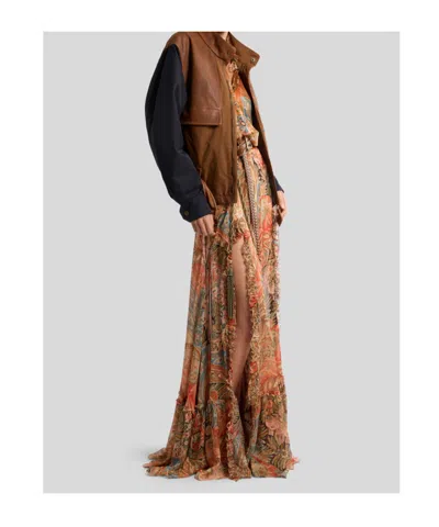 Etro Paisley Print Ruffle Silk Chiffon Maxi Skirt In Multi