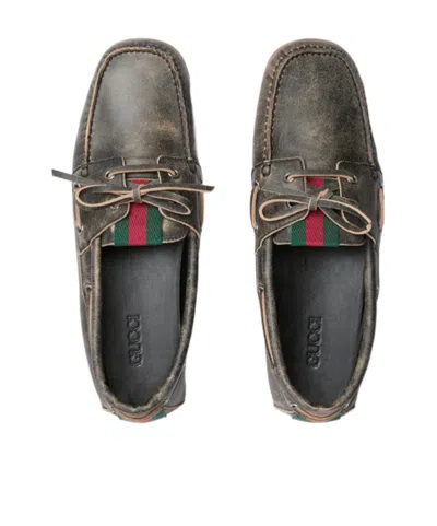 Gucci Gg Logo Leather Loafer In Black