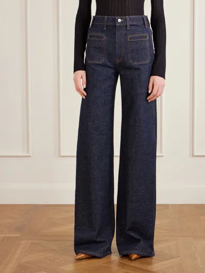 Khaite Delmonico Patch Pocket Wide-leg Jeans In Blue