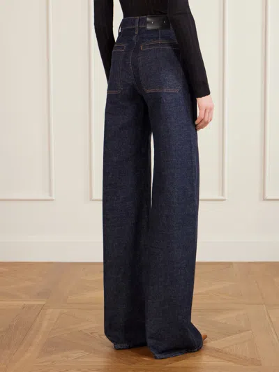 Khaite Delmonico Patch Pocket Wide-leg Jeans In Blue