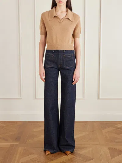Khaite Delmonico Patch Pocket Wide-leg Jeans In Blue