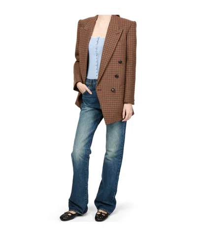 Chloé Wool-blend Button-front Jacket With Silk Lining In Brown