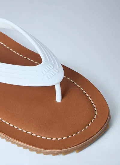 Miu Miu Logo Rubber Thong Sandals Notched Sole In Blue