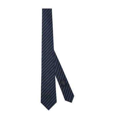 Gucci Interlocking G Chain Silk Tie In Blue