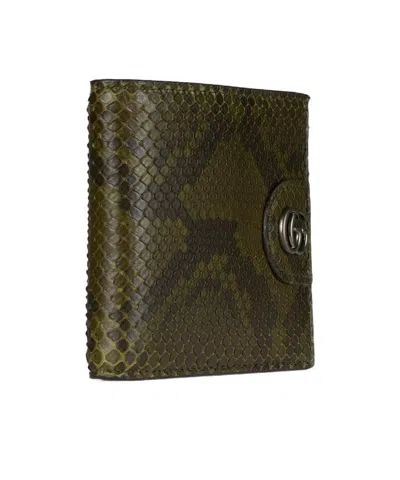 Gucci Bi-fold Python Wallet In Green