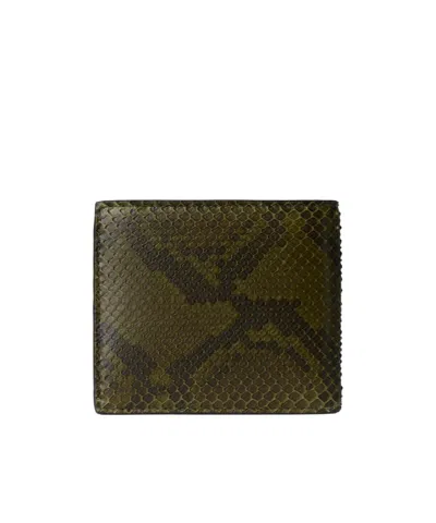 Gucci Bi-fold Python Wallet In Green