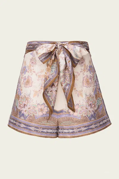 Zimmermann Womens Cream Blue Paisley Luna Scarf-tie Linen Shorts In Neutral