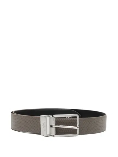 Lacoste Leather Belt In Gray