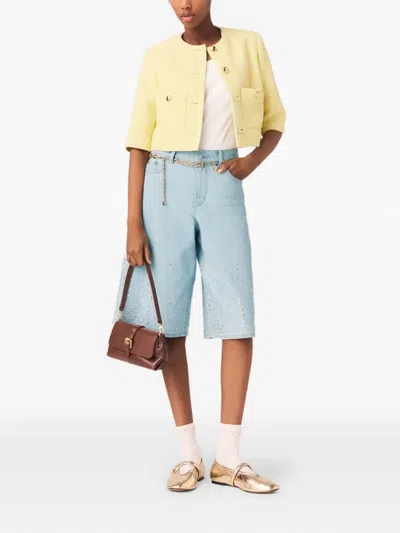 Maje Buttoned Pocket Blazer In Yellow