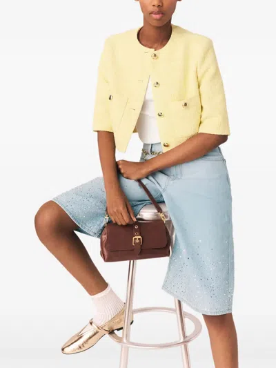 Maje Buttoned Pocket Blazer In Yellow