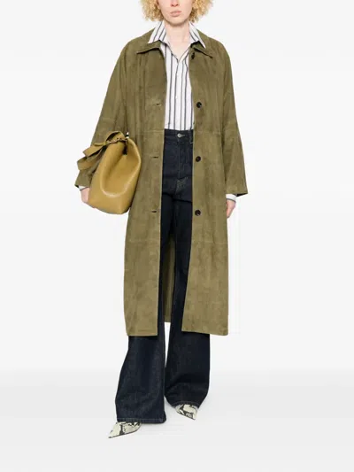 Arma Judy Button Suede Coat In Brown