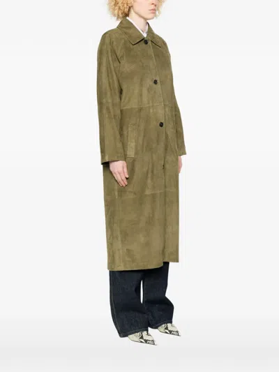 Arma Judy Button Suede Coat In Brown