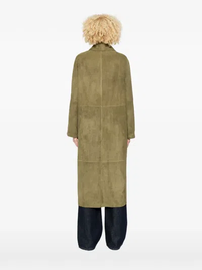 Arma Judy Button Suede Coat In Brown