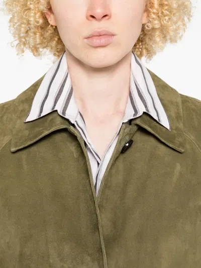 Arma Judy Button Suede Coat In Brown
