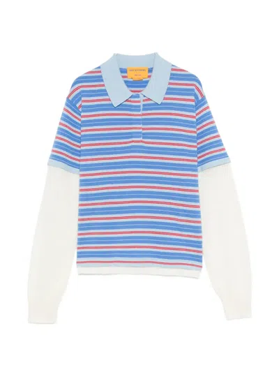 Guest In Residence Layered Striped Cashmere Rugby Jumper In Blue