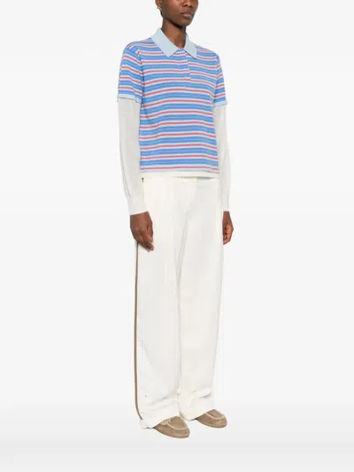 Guest In Residence Layered Striped Cashmere Rugby Jumper In Blue