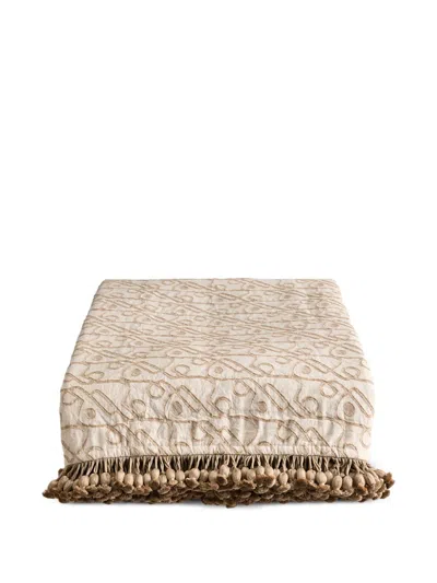 Soho Home Tilney Tassel-detail Patterned Bedspread In Neutral