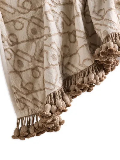 Soho Home Tilney Tassel-detail Patterned Bedspread In Neutral