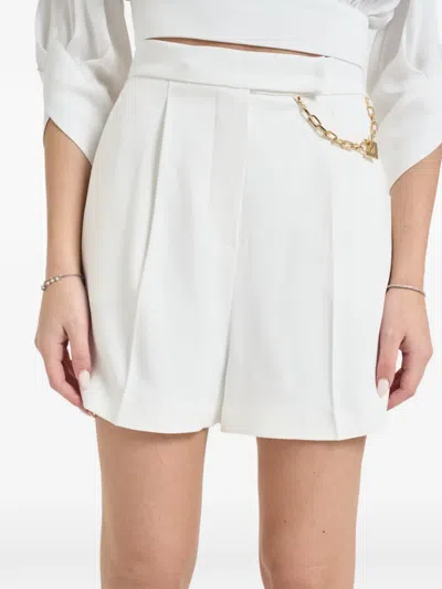 Elisabetta Franchi White Shorts With Chain Detail On The Front And Front Concealed Closure In Viscose Stretch Woman