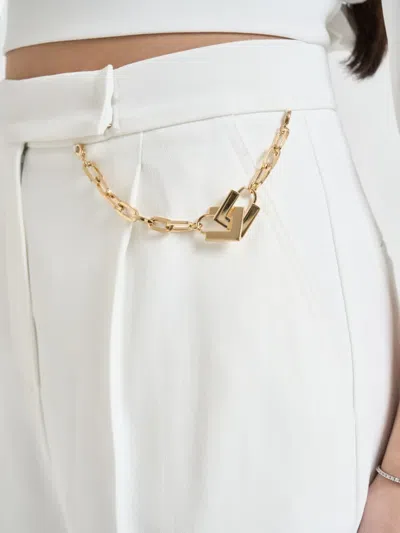 Elisabetta Franchi White Shorts With Chain Detail On The Front And Front Concealed Closure In Viscose Stretch Woman