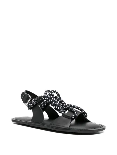 Plan C Black Open-toe Sandals In Black