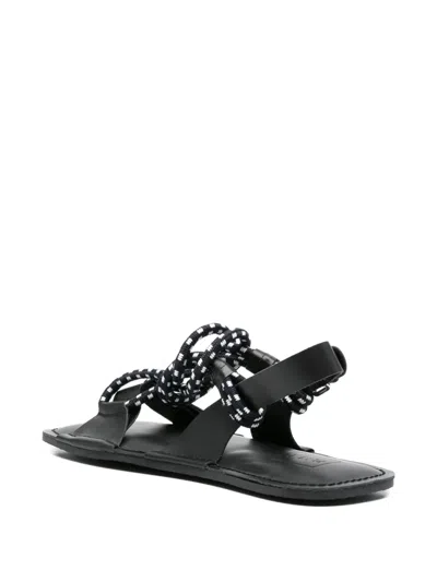 Plan C Black Open-toe Sandals In Black